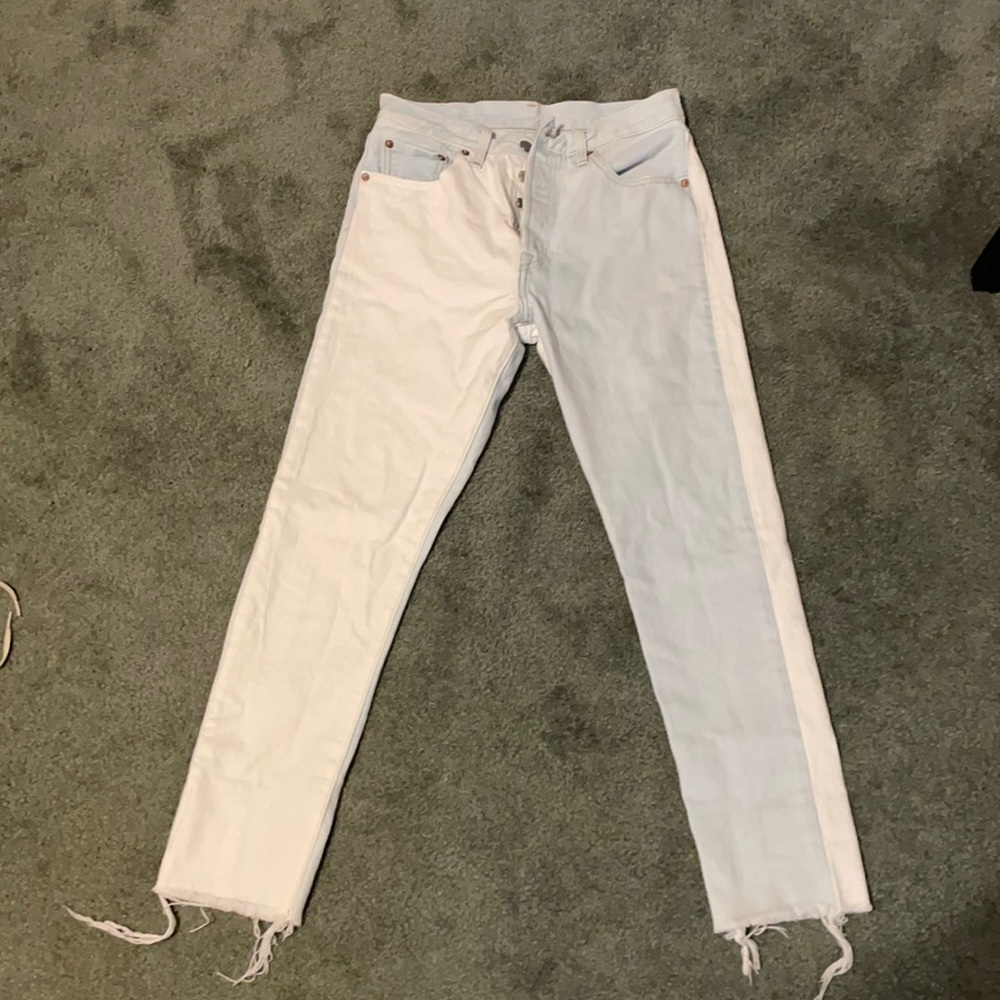 Two tone Levi 501 jeans